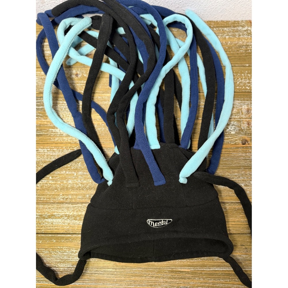 Y2K Mental Gear Fleece Noodle Tentacle Beanie Hat Black Blue One Size Vintage